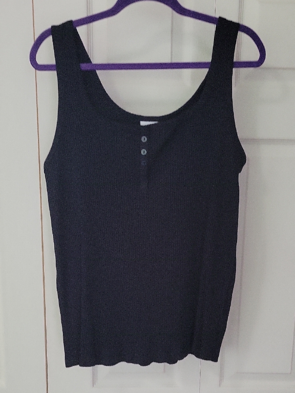 Ava & Viv Black Ribbed Tank with Button Henley